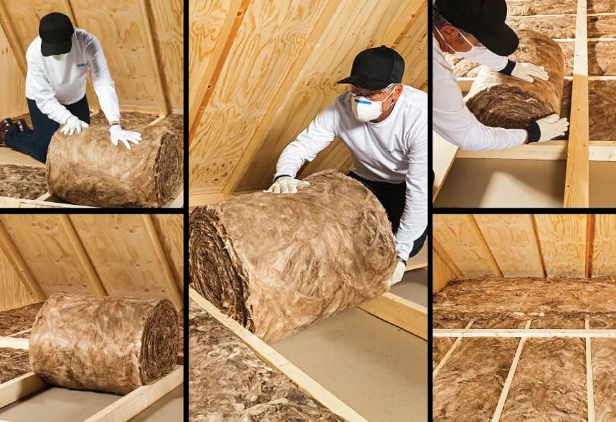 Step-by-step ceiling batt installation between timber joists